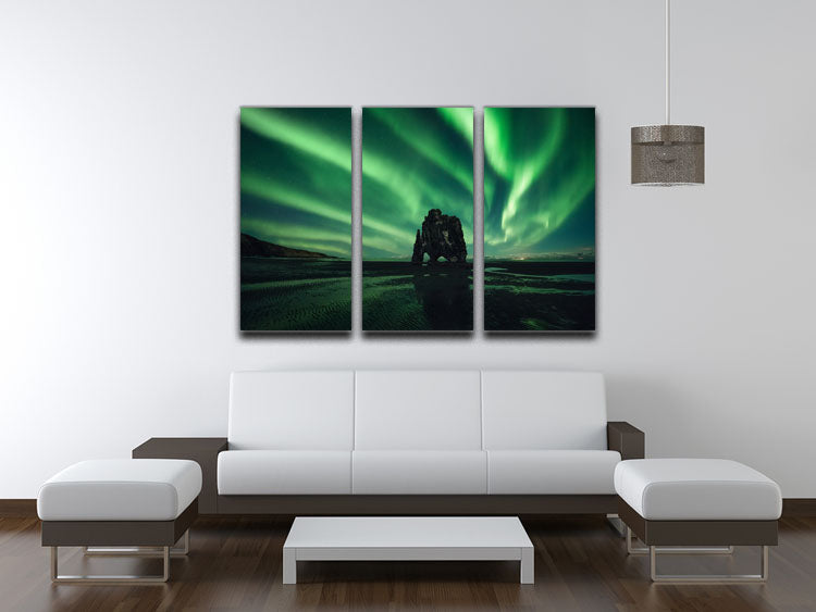 Rhino Silhouette 3 Split Panel Canvas Print showcasing a striking design with three panels, perfect for enhancing home decor.