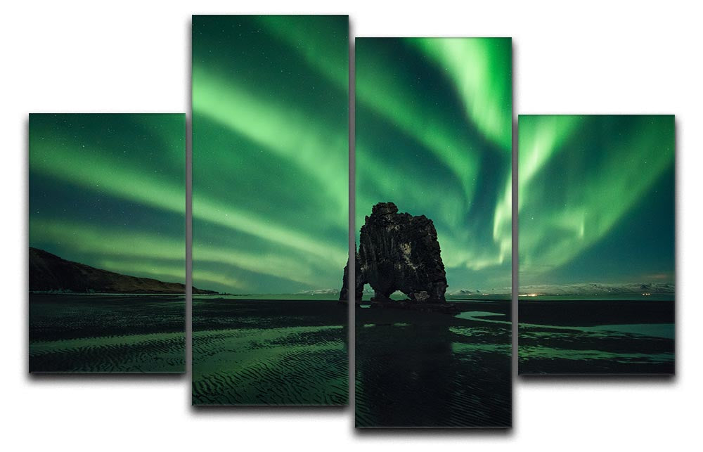 A stunning 4-split canvas artwork featuring a majestic rhino silhouette, creating a dynamic and multi-dimensional visual effect.