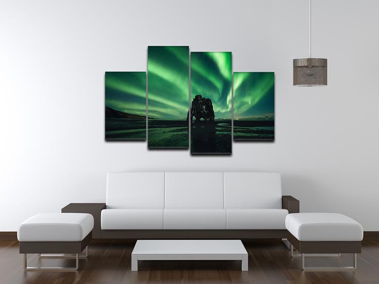 A stunning 4-split canvas artwork featuring a majestic rhino silhouette, creating a dynamic and multi-dimensional visual effect.