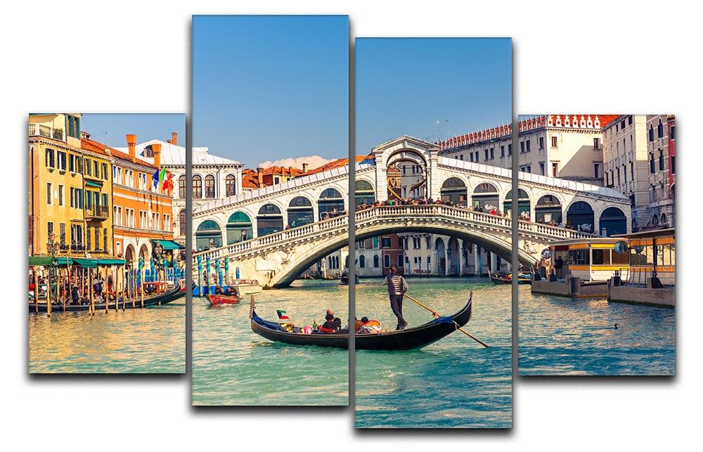 Rialto Bridge Venice 4 Split Panel Canvas artwork showcasing the iconic bridge in four sections.