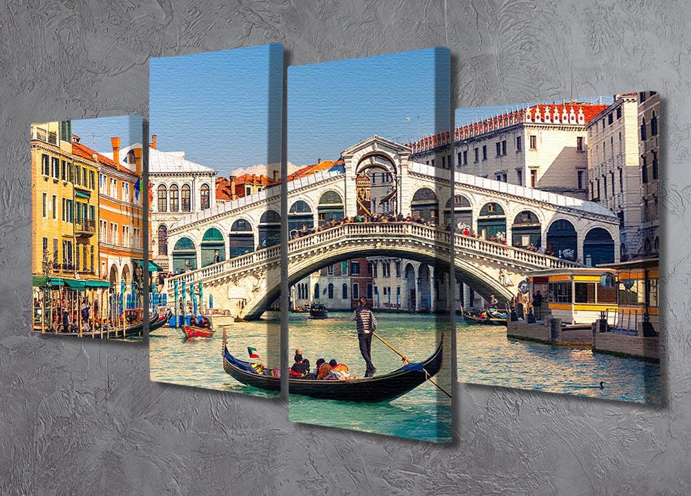 Rialto Bridge Venice 4 Split Panel Canvas artwork showcasing the iconic bridge in four sections.