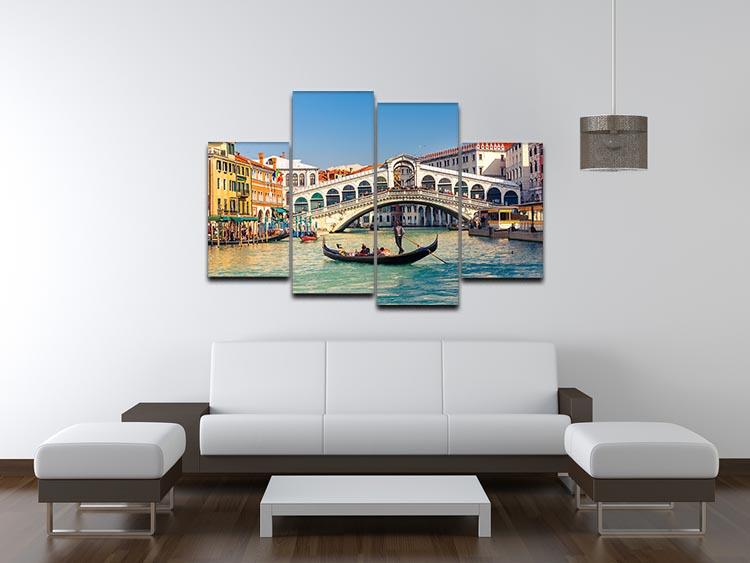 Rialto Bridge Venice 4 Split Panel Canvas artwork showcasing the iconic bridge in four sections.