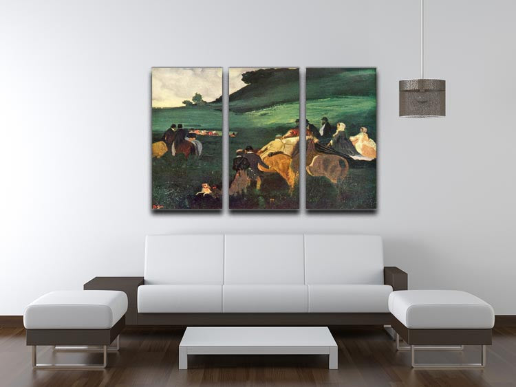 Three-panel canvas print of Riders in the Landscape by Degas, showcasing vibrant colors and intricate details.
