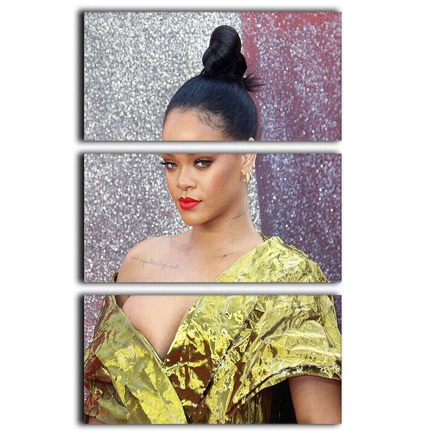 Rihanna goes formal 3 Split Panel Canvas Print showcasing three elegant canvases with a sophisticated design.