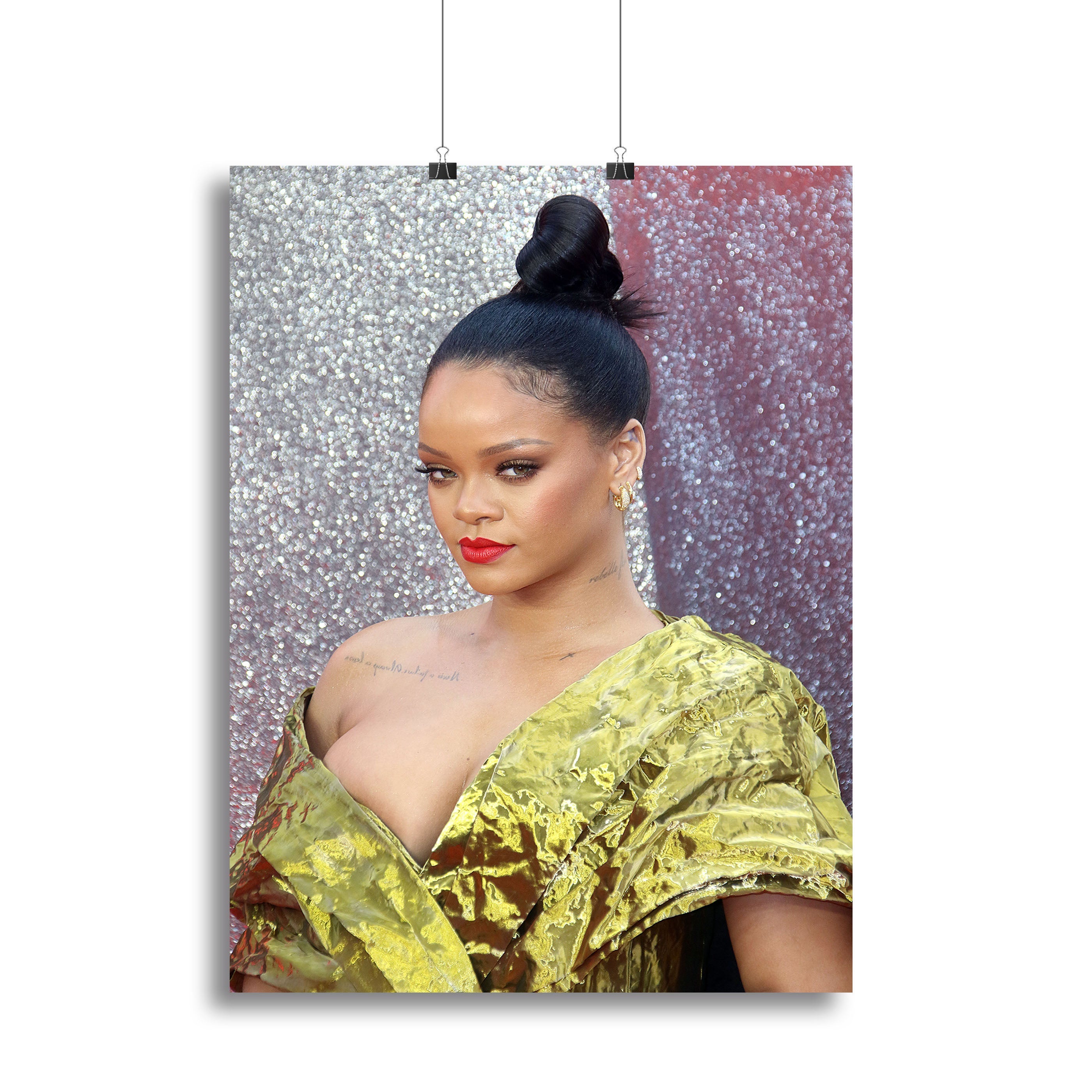 Rihanna goes formal canvas print showcasing elegant design and vibrant colors, perfect for home or office decor.