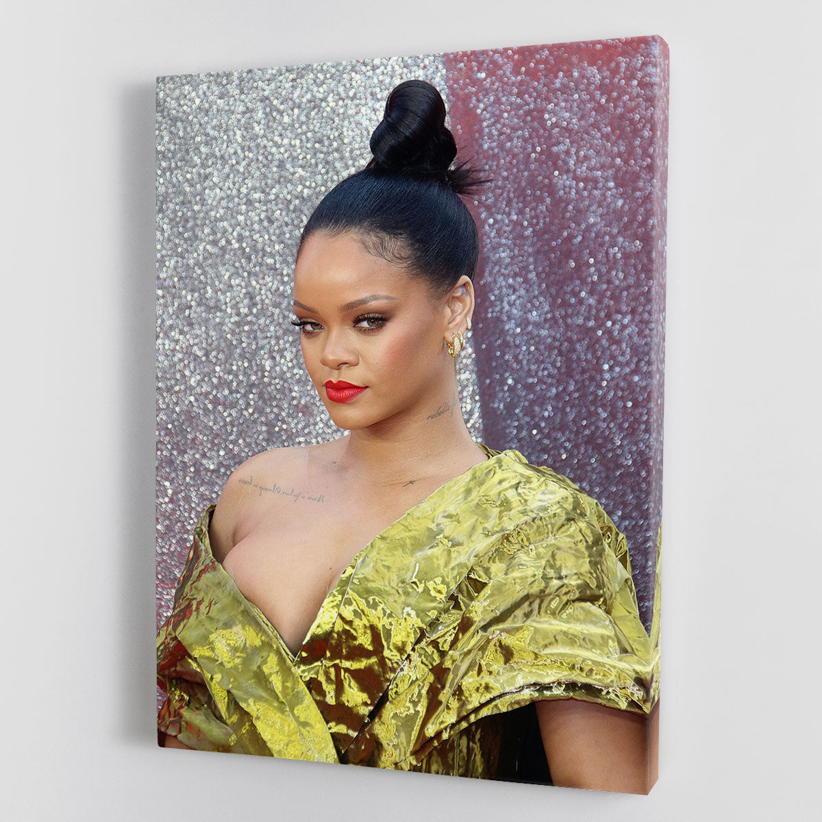 Rihanna goes formal canvas print showcasing elegant design and vibrant colors, perfect for home or office decor.