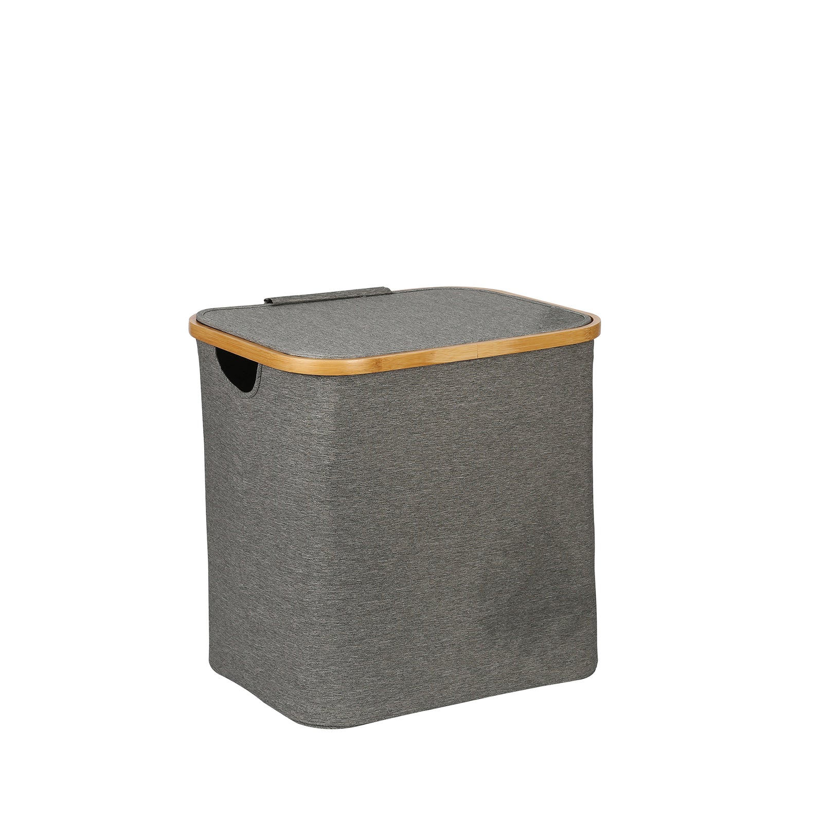 Ringle Bamboo Twin Laundry Hamper with two fabric baskets and a sturdy bamboo frame, perfect for organizing clothes and accessories.