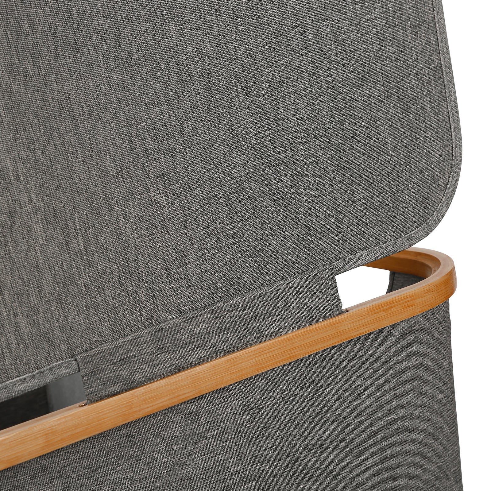 Ringle Bamboo Twin Laundry Hamper with two fabric baskets and a sturdy bamboo frame, perfect for organizing clothes and accessories.