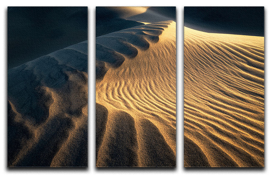 Ripples On The Desert 3 Split Panel Canvas Print showcasing vibrant desert colors and textures across three panels.