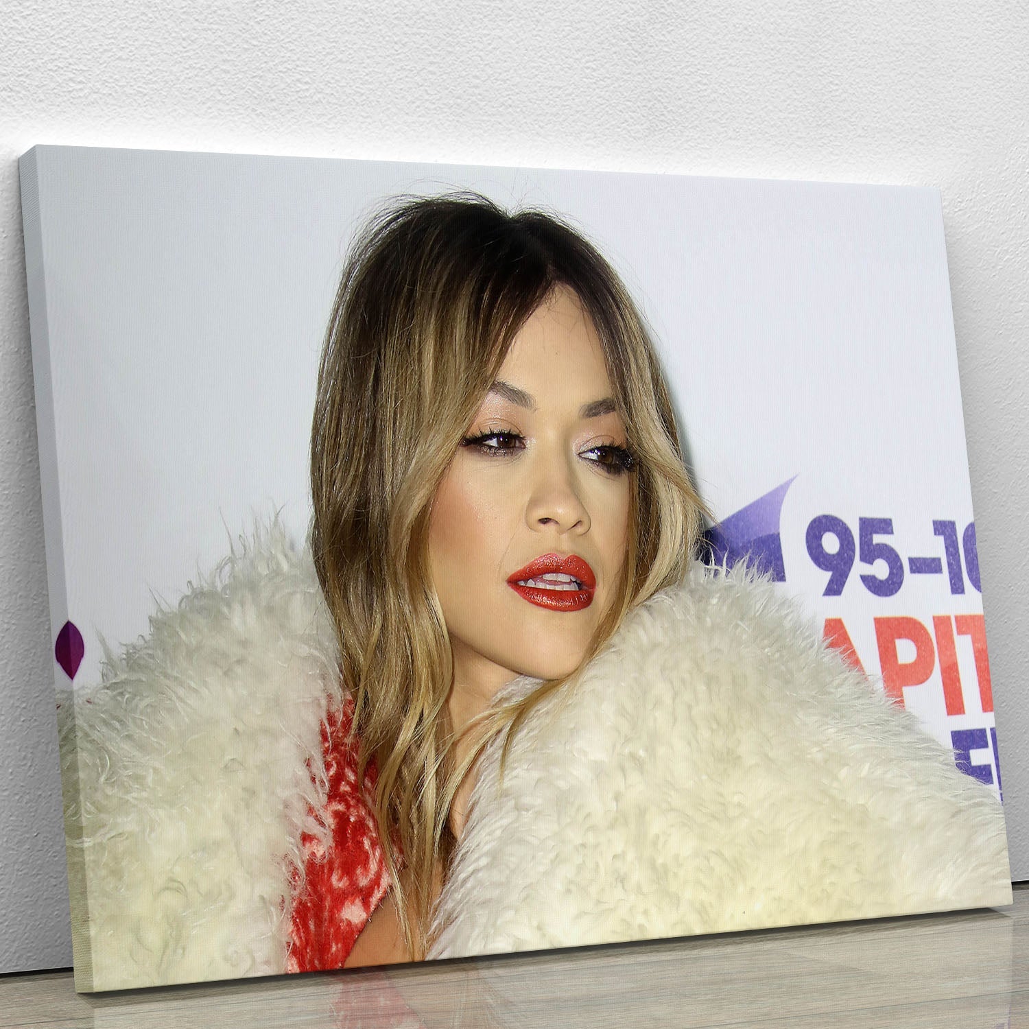Rita Ora At the Awards Canvas Print showcasing vibrant colors and modern design, perfect for home or office decor.