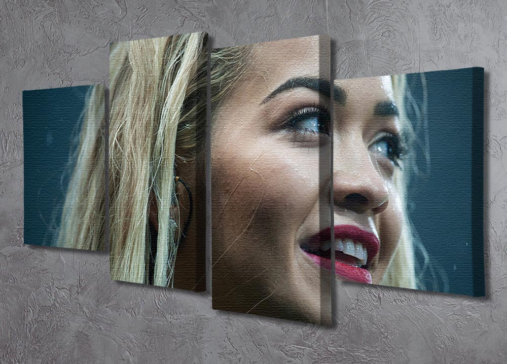 Rita Ora 4 Split Panel Canvas artwork featuring vibrant colors and dynamic design, divided into four equal sections for a modern look.