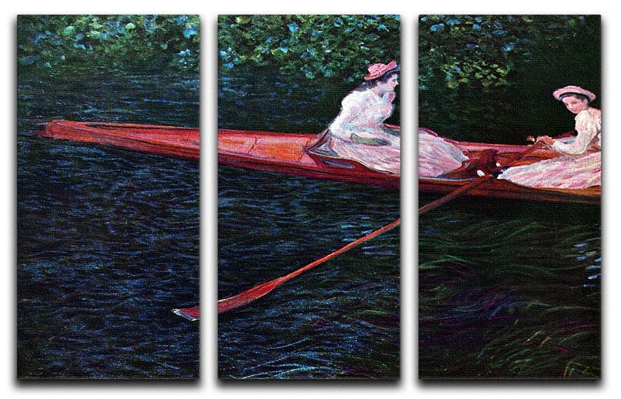 River Epte by Monet split panel canvas print showcasing serene river scene in three panels.