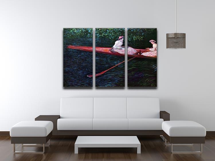 River Epte by Monet split panel canvas print showcasing serene river scene in three panels.