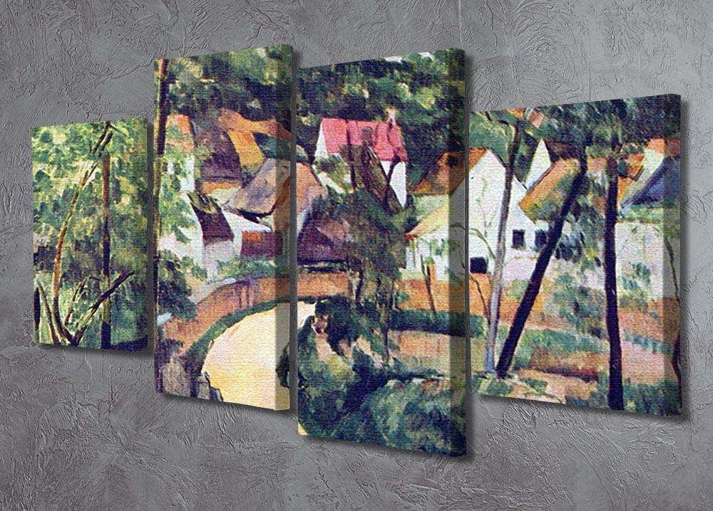 Road Bend by Cezanne 4 Split Panel Canvas artwork showcasing a serene landscape divided into four panels.
