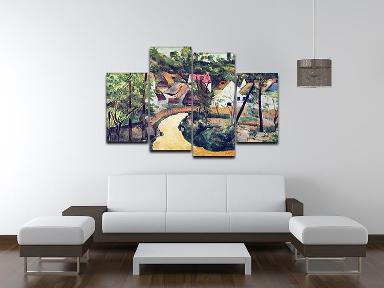 Road Bend by Cezanne 4 Split Panel Canvas artwork showcasing a serene landscape divided into four panels.