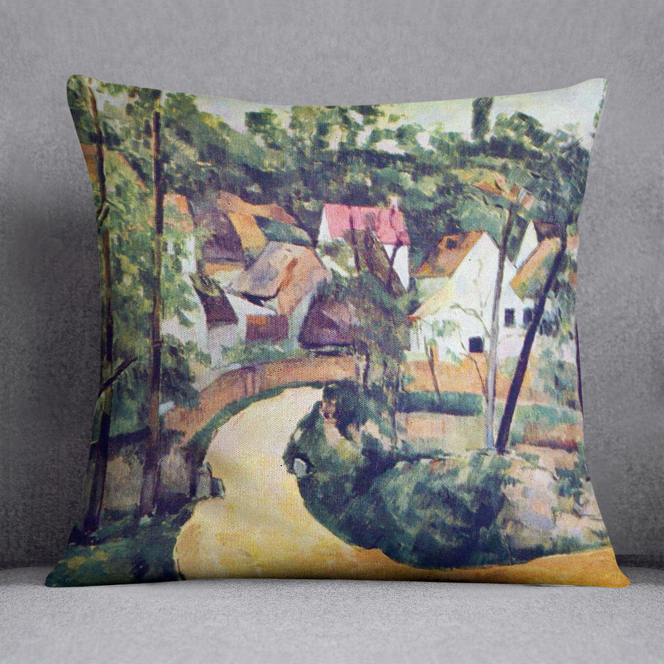 Road Bend by Cezanne Cushion featuring vibrant abstract design on luxurious vegan faux suede.