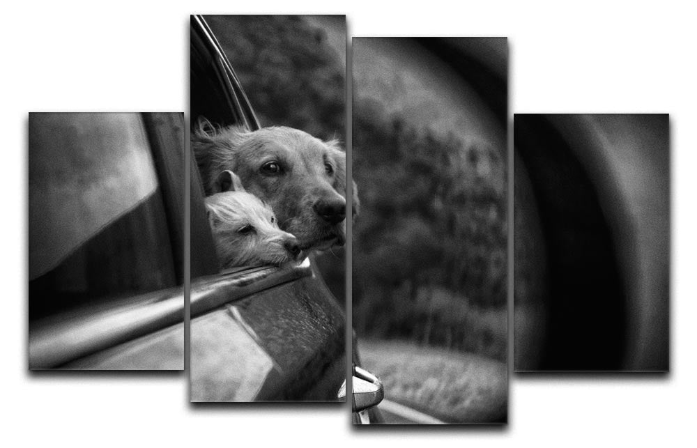 Roadtrip 4 Split Panel Canvas artwork featuring a scenic landscape divided into four panels, creating a dynamic visual effect.