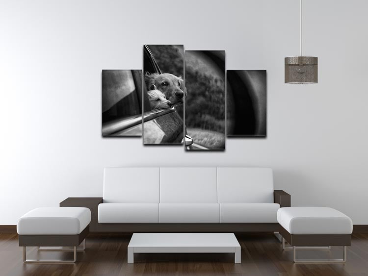 Roadtrip 4 Split Panel Canvas artwork featuring a scenic landscape divided into four panels, creating a dynamic visual effect.