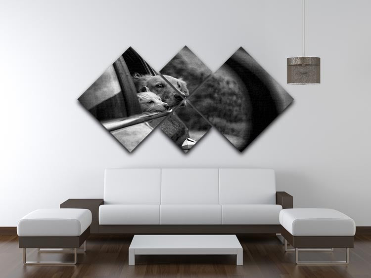 A vibrant 4-square multi panel canvas artwork depicting a scenic road trip landscape, enhancing home decor.