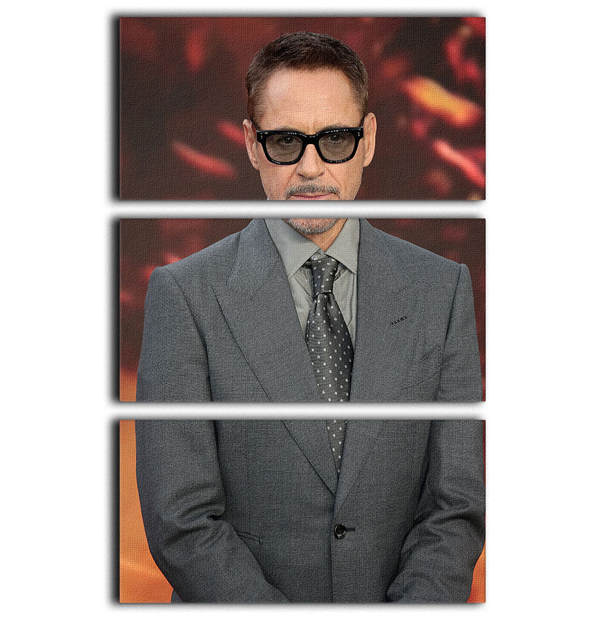 A stunning 3-panel canvas featuring Robert Downey Jnr at the Oppenheimer Premiere, showcasing vibrant colors and intricate details.