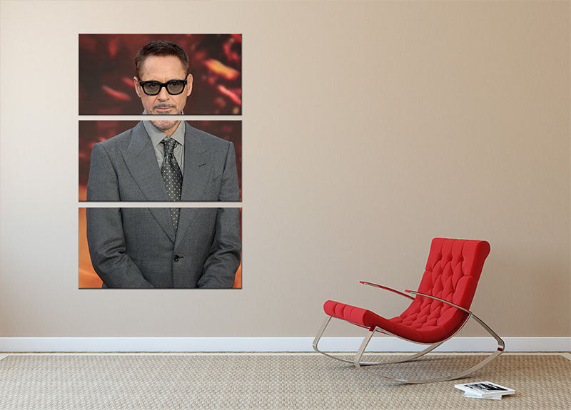 A stunning 3-panel canvas featuring Robert Downey Jnr at the Oppenheimer Premiere, showcasing vibrant colors and intricate details.