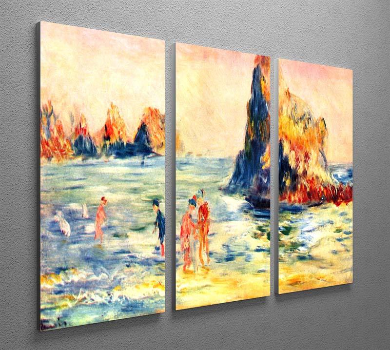 Three-panel canvas print of Rock Cliffs in Guernsey by Renoir, showcasing vibrant colors and intricate details.