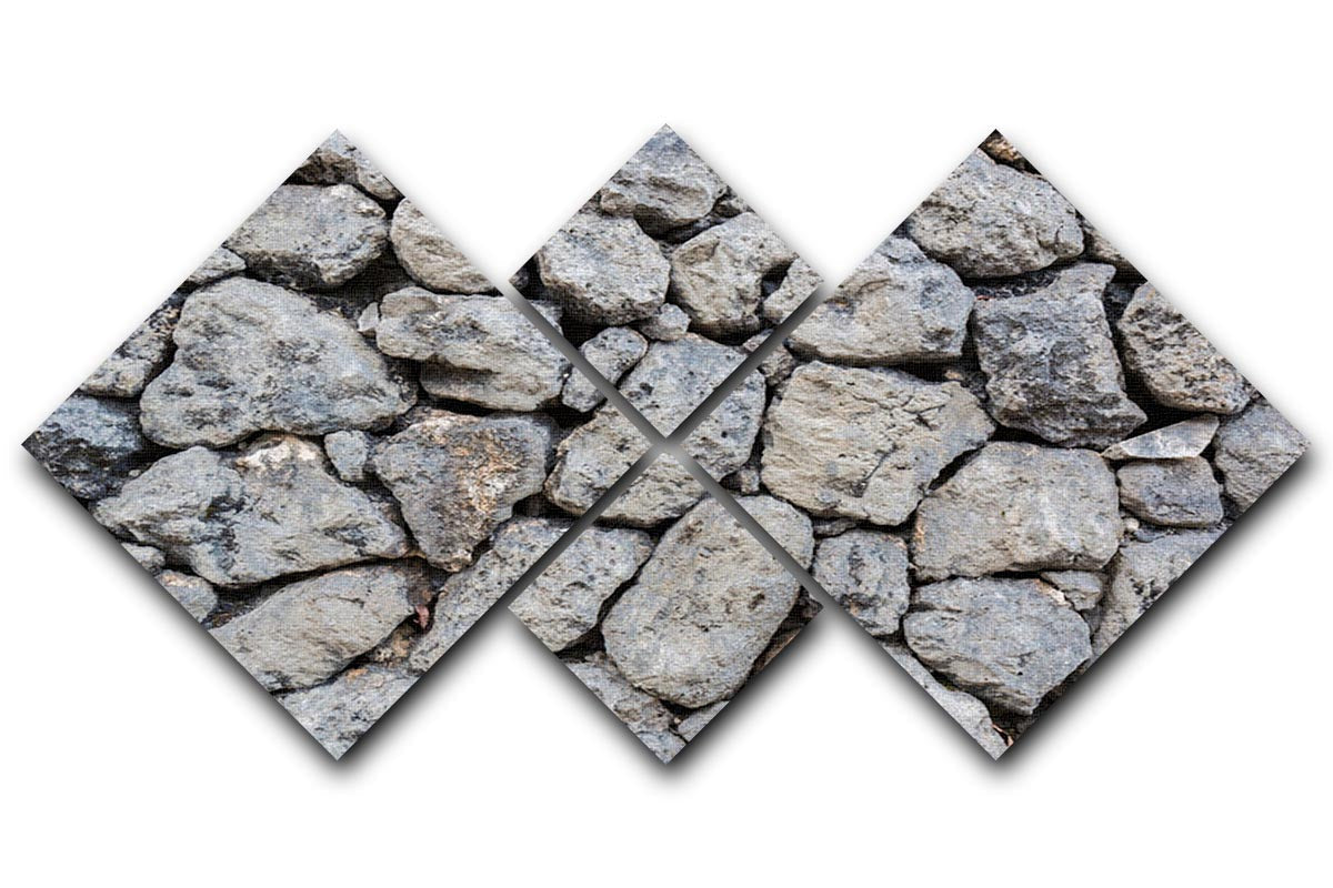 Rock Wall Texture 4 Square Multi Panel Canvas featuring four equal panels with a stunning rock wall design.