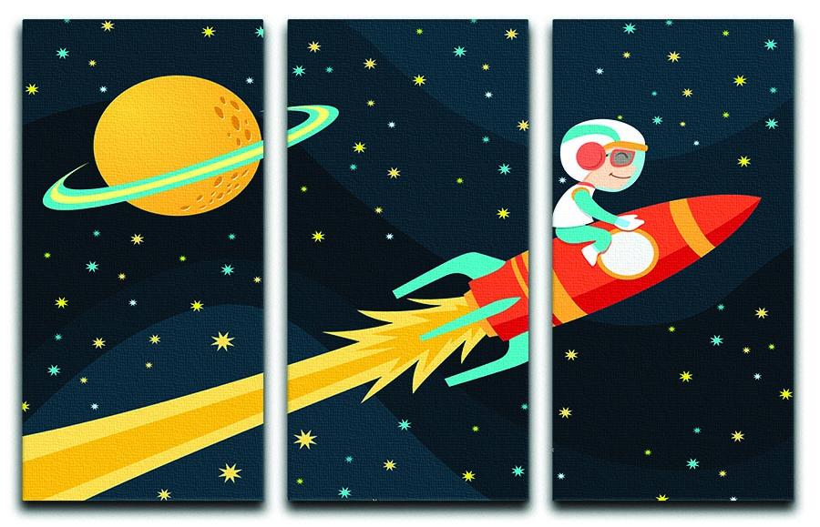 Rocket Boy 3 Split Panel Canvas Print showcasing vibrant colors and modern design, perfect for home or office decor.