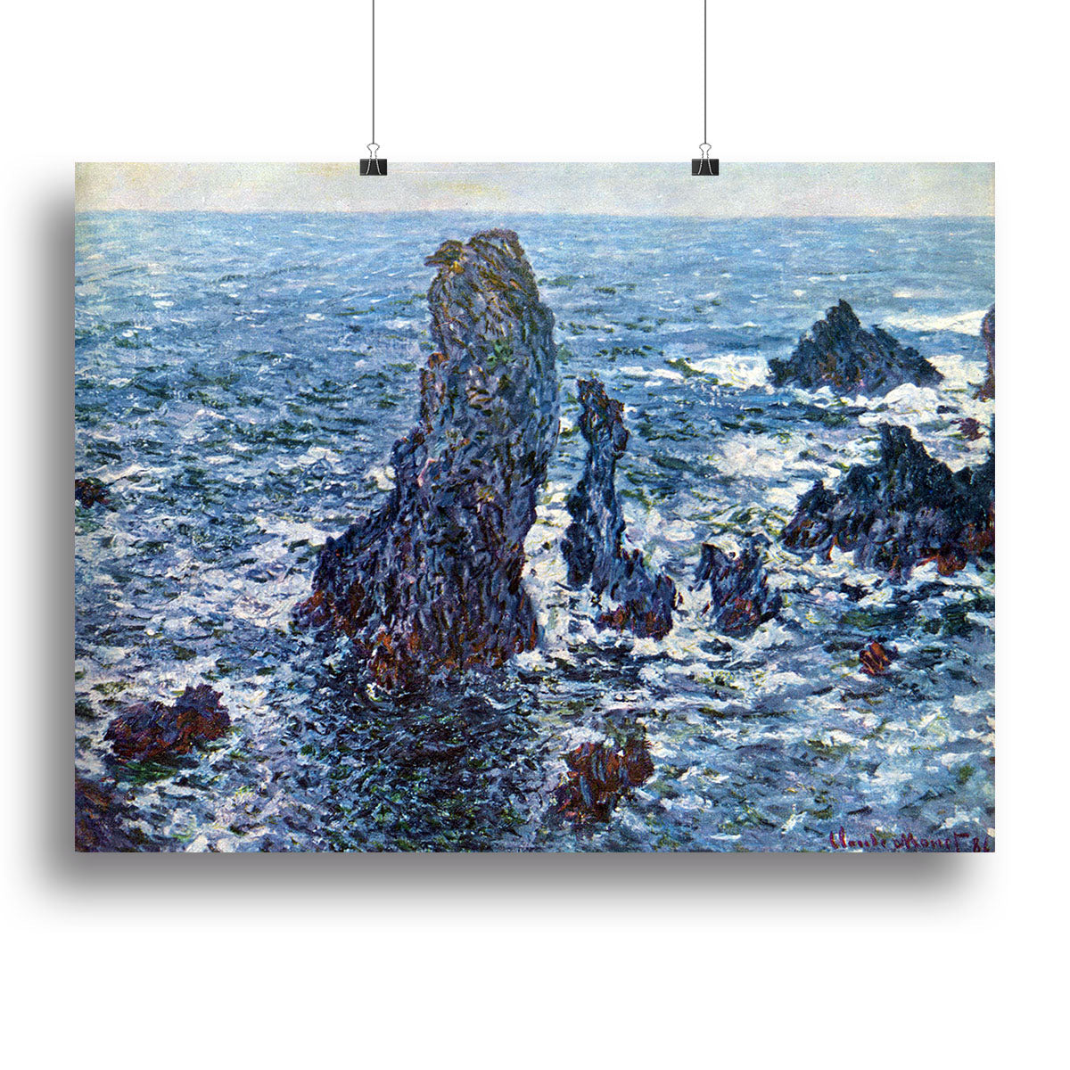 Canvas print of Monet's Rocks on Belle Ile, showcasing vibrant colors and intricate details of coastal scenery.
