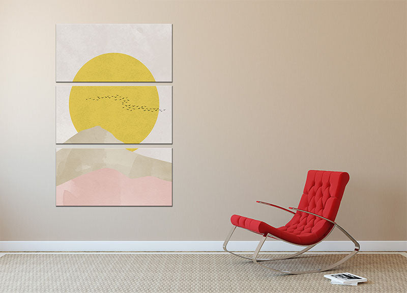 Rocky Mountains 3 Split Panel Canvas Print showcasing stunning mountain scenery in three panels, perfect for home decor.