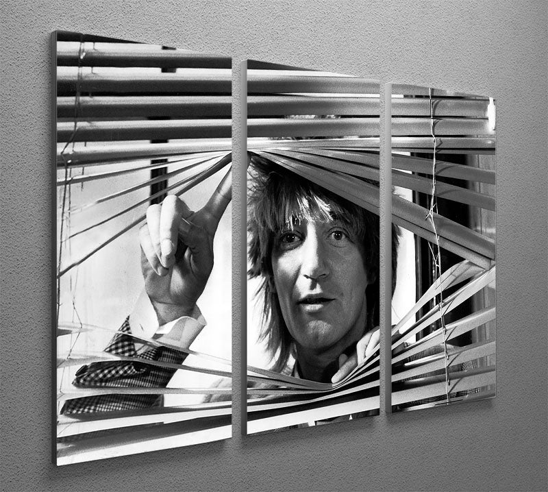Rod Stewart in 1983 3-panel canvas print showcasing vibrant colors and detailed imagery.