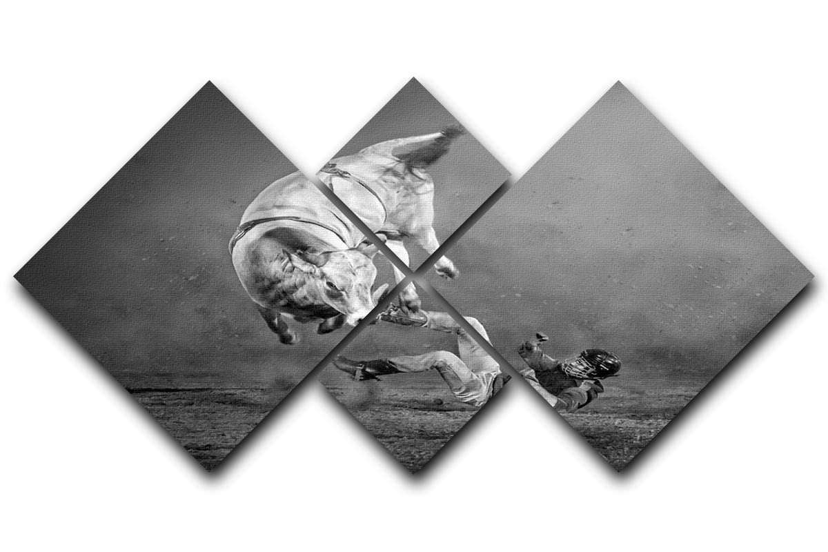 Rodeo Bull 4 Square Multi Panel Canvas artwork featuring a striking bull design divided into four equal panels.