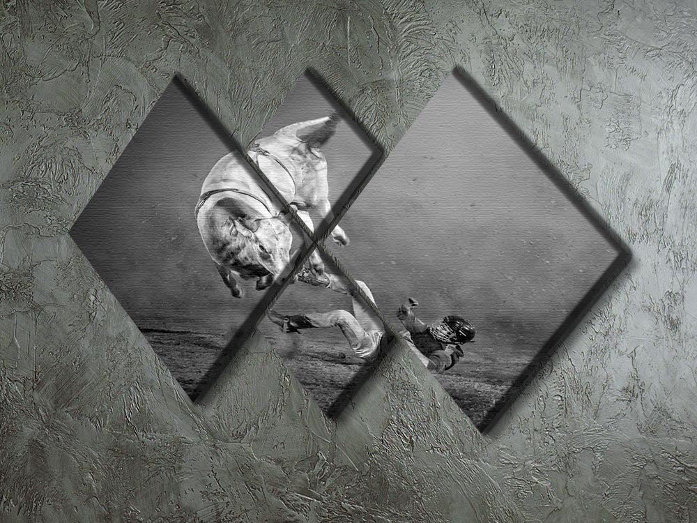 Rodeo Bull 4 Square Multi Panel Canvas artwork featuring a striking bull design divided into four equal panels.