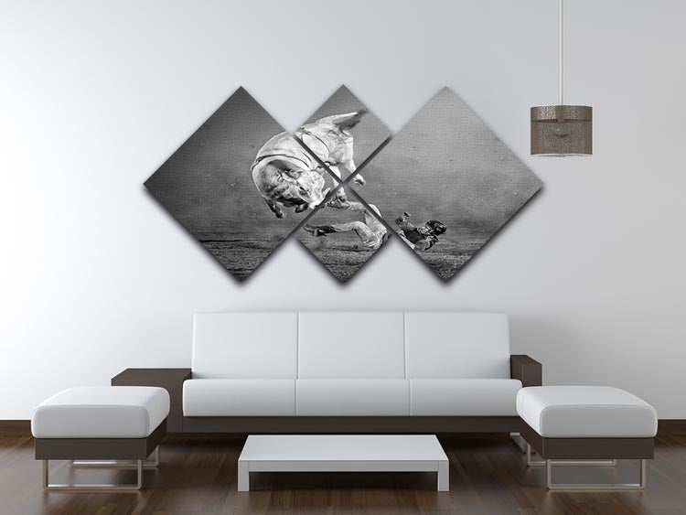 Rodeo Bull 4 Square Multi Panel Canvas artwork featuring a striking bull design divided into four equal panels.