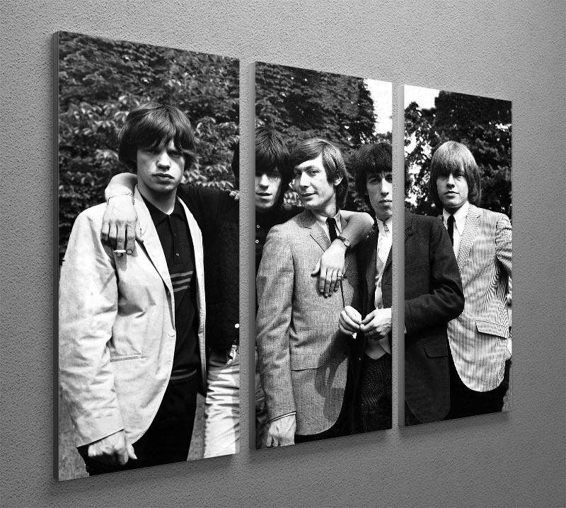 Rolling Stones 1964 3 Split Panel Canvas Print featuring vibrant colors and iconic imagery, perfect for home decor.