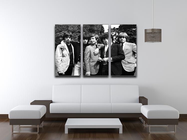 Rolling Stones 1964 3 Split Panel Canvas Print featuring vibrant colors and iconic imagery, perfect for home decor.