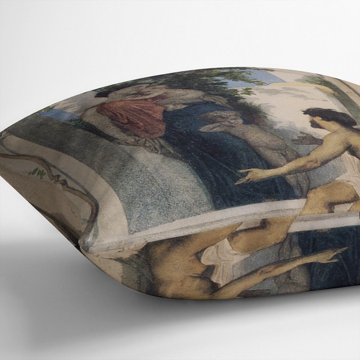 Roman Charity Unknown By Bouguereau Cushion featuring vibrant abstract design on luxurious vegan faux suede fabric.