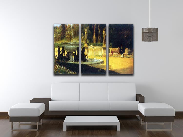 Roman Garden by Alma Tadema 3 Split Panel Canvas Print showcasing vibrant colors and intricate details across three panels.