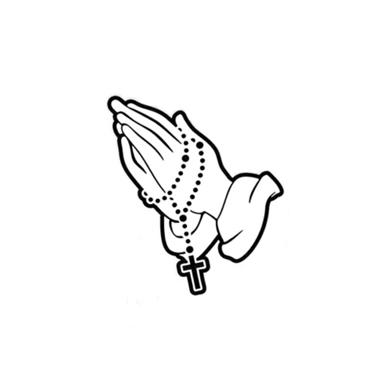 Rosary Beads Christian sticker in black and silver, ideal for cars and laptops, showcasing a spiritual design.