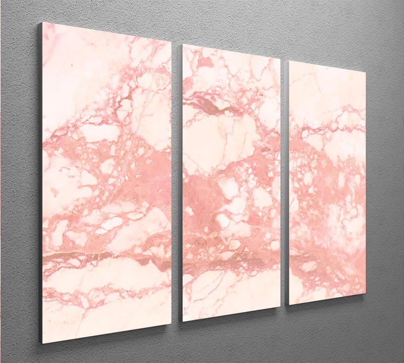 Rose Gold Marble 3 Split Panel Canvas Print showcasing elegant marble design in three panels.