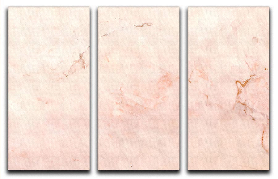 Rose Gold Minimal Marble 3 Split Panel Canvas Print showcasing elegant marble design with rose gold accents.