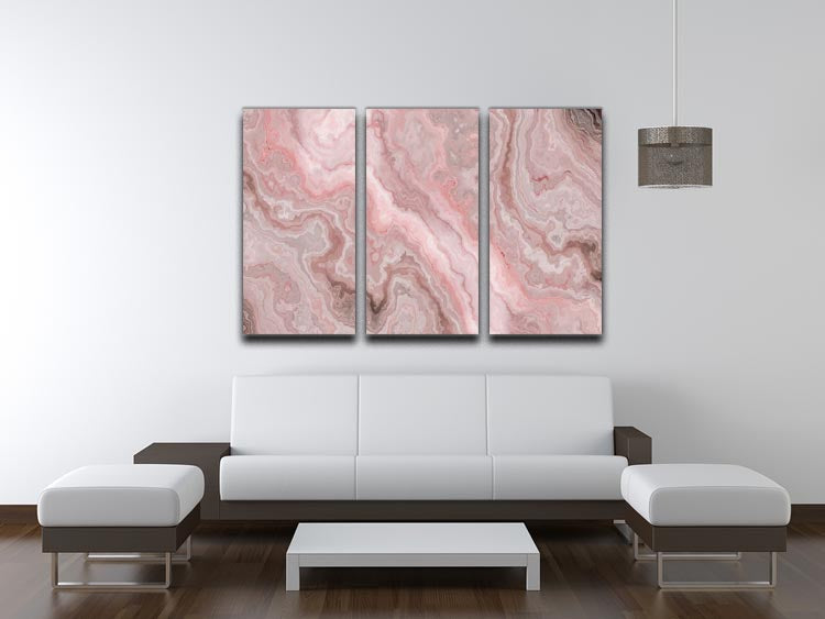 Rose Marble 3 Split Panel Canvas Print showcasing elegant marble design across three panels.