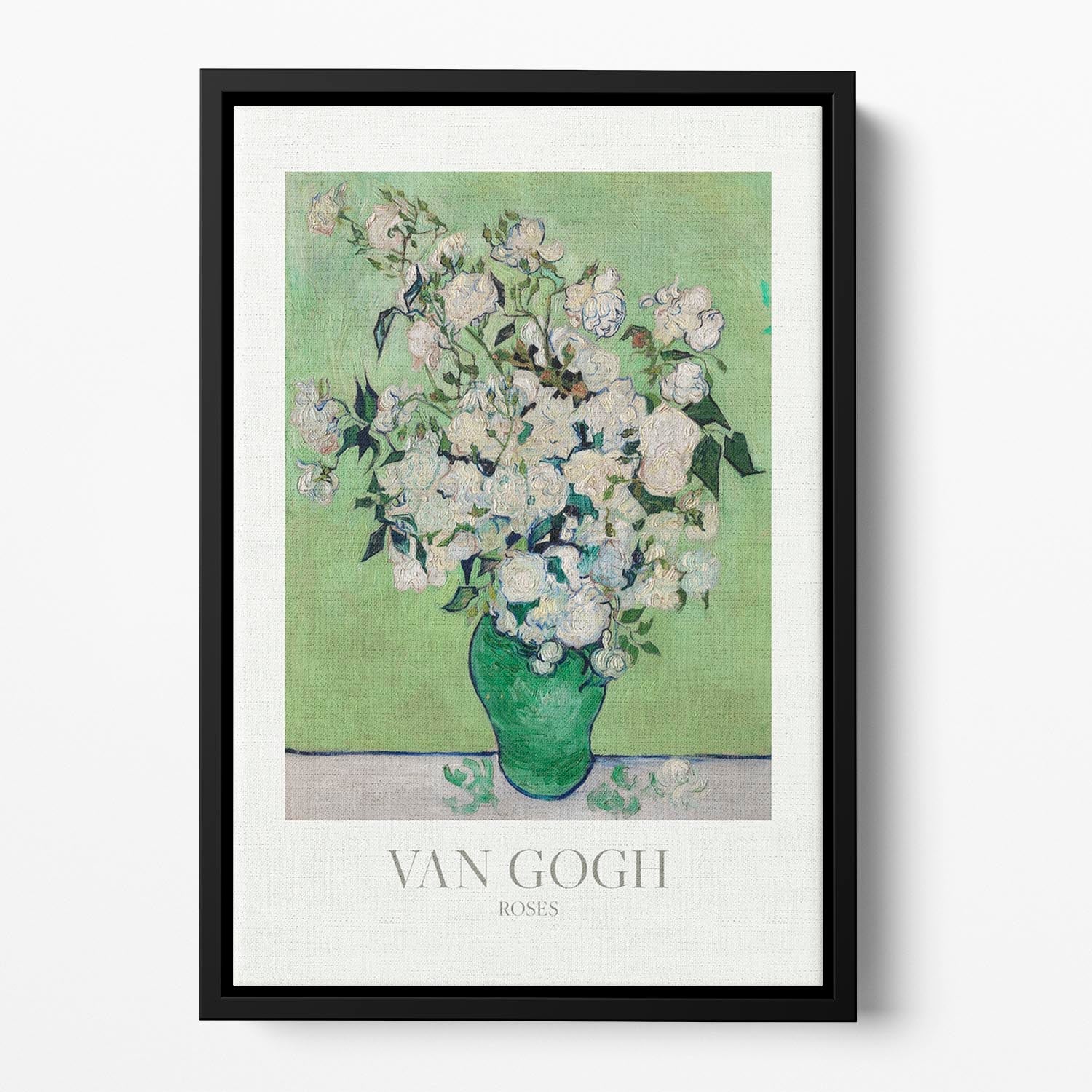 Roses Titled Floating Framed Canvas featuring vibrant abstract roses in a handcrafted floating frame, perfect for modern home decor.