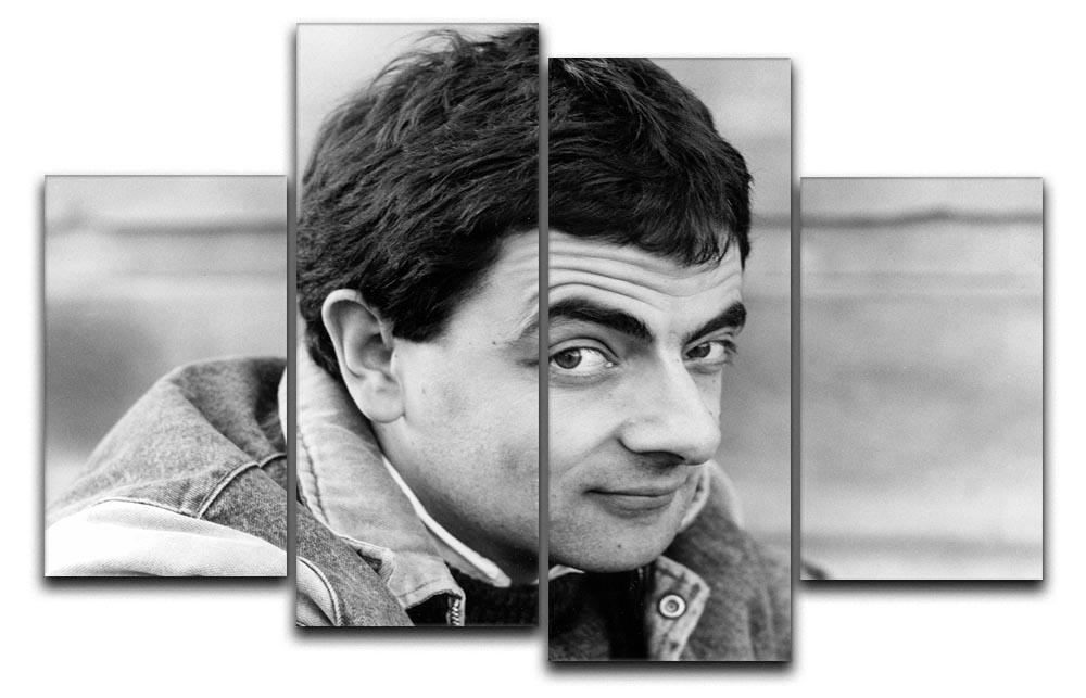 Rowan Atkinson 4 Split Panel Canvas artwork displayed in a modern setting, showcasing vibrant colors and dynamic design.