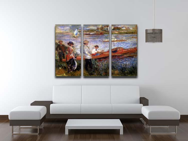 Three-panel canvas print of Renoir's Rowers from Chatou, showcasing vibrant colors and intricate details.