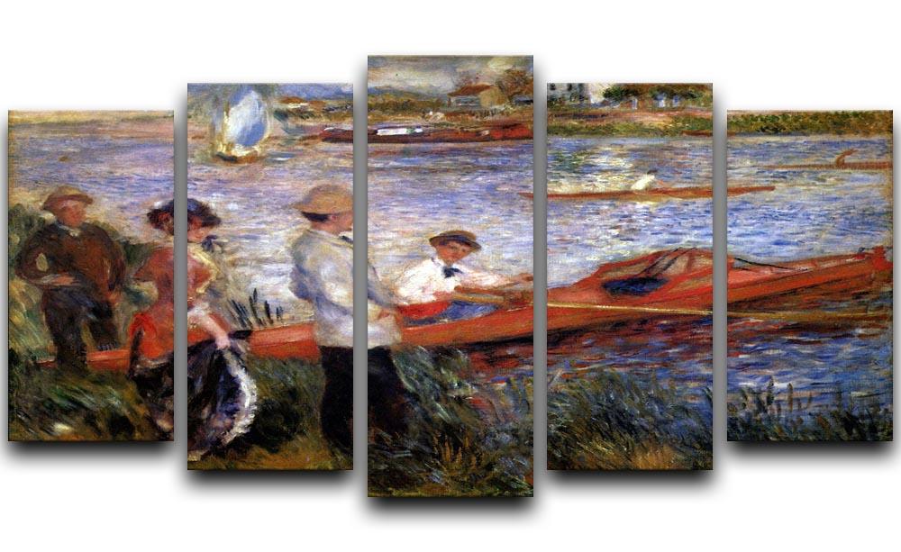 Rowers from Chatou by Renoir, a 5-split canvas artwork showcasing vibrant colors and dynamic scenes of leisure on the water.