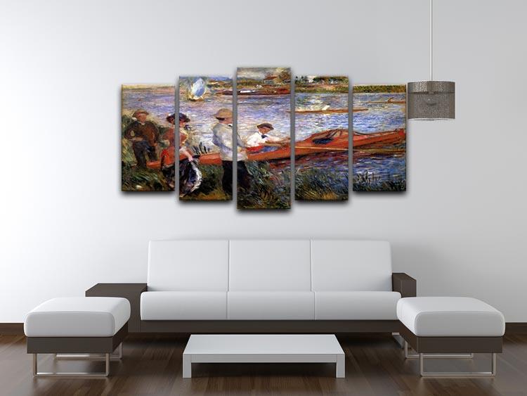 Rowers from Chatou by Renoir, a 5-split canvas artwork showcasing vibrant colors and dynamic scenes of leisure on the water.