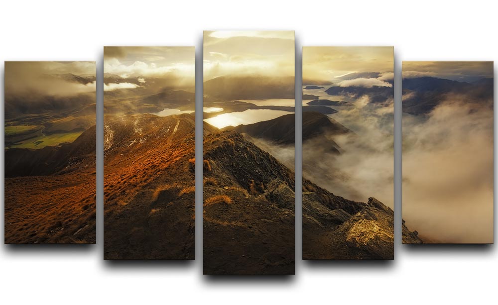 Roy's Peak 5 Split Panel Canvas artwork featuring a stunning landscape divided into five panels.