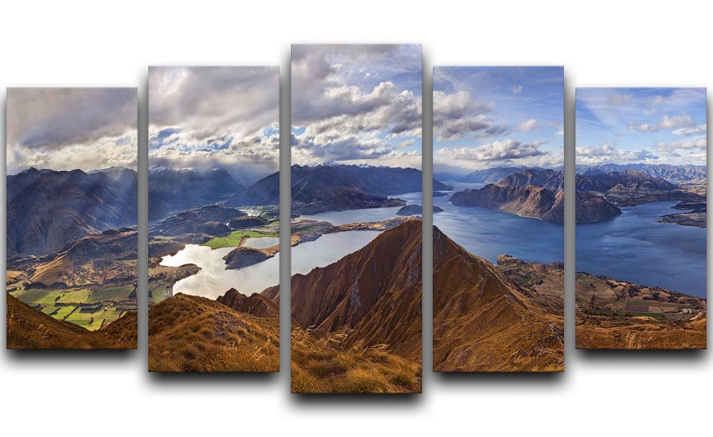 Roy's Peak 5 Split Panel Canvas artwork featuring a stunning landscape divided into five panels.