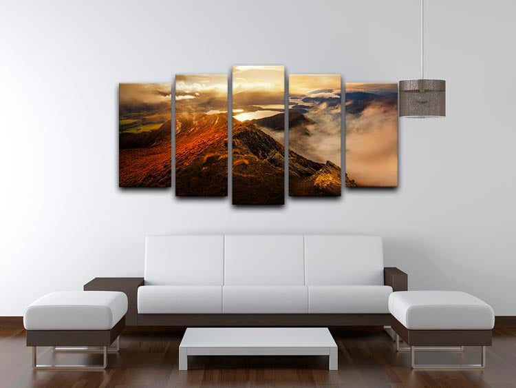 Roy's Peak 5 Split Panel Canvas artwork featuring a stunning landscape divided into five panels.